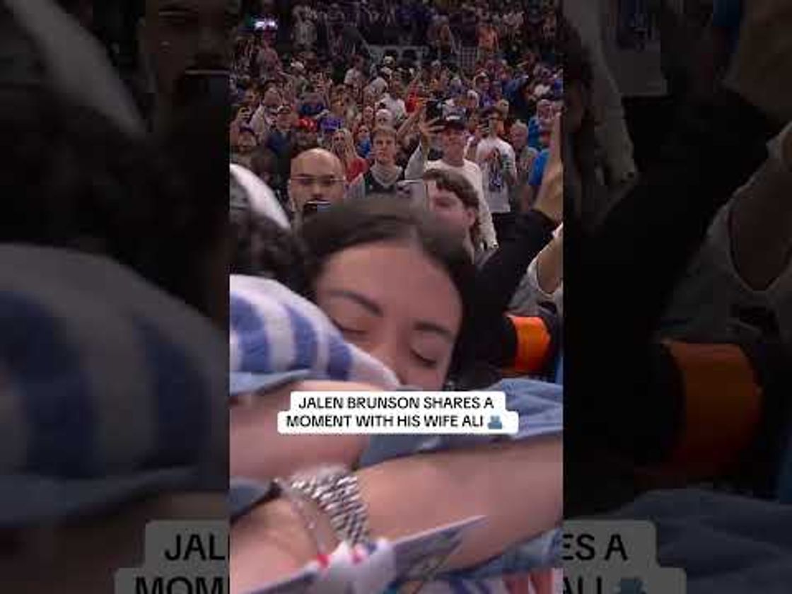 Wholesome moment as Jalen Brunson hugs his wife Ali after becoming an NBA Champion 🥹🏆