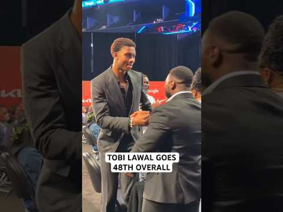 Tobi Lawal hears his name called at the 2026 NBA Draft