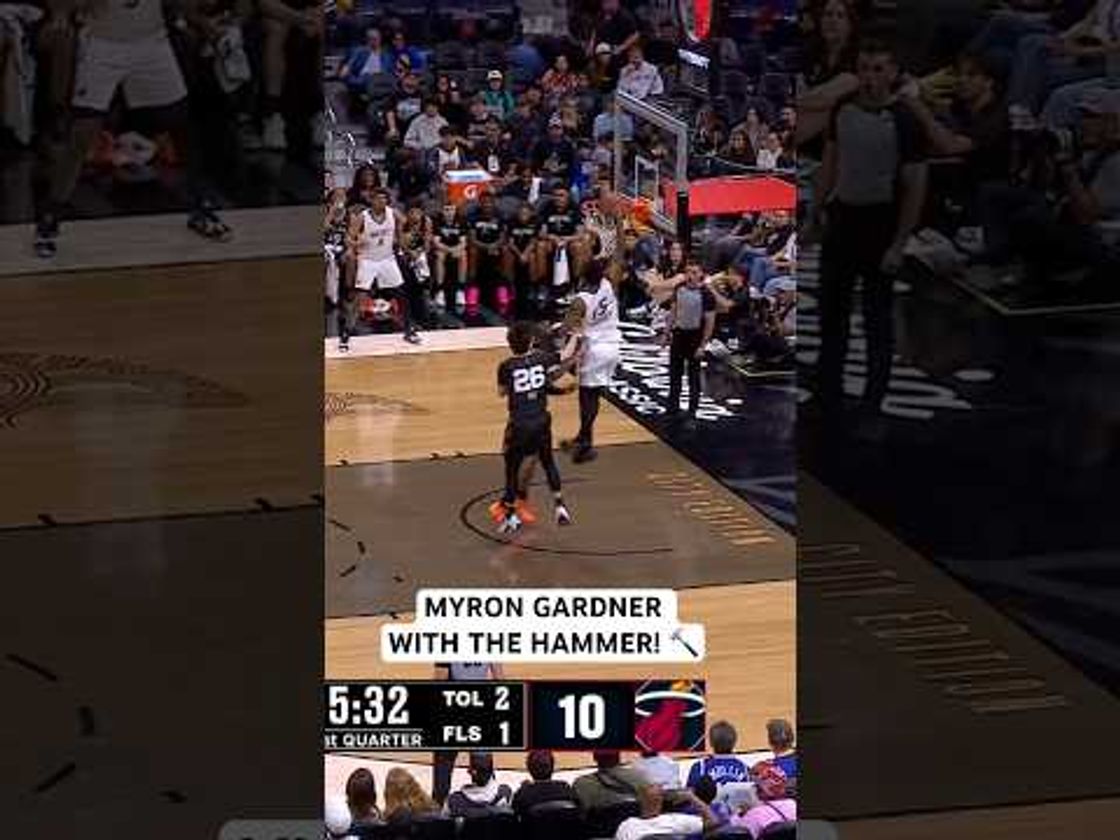 Myron Gardner rocks the rim with the big one hand jam!
