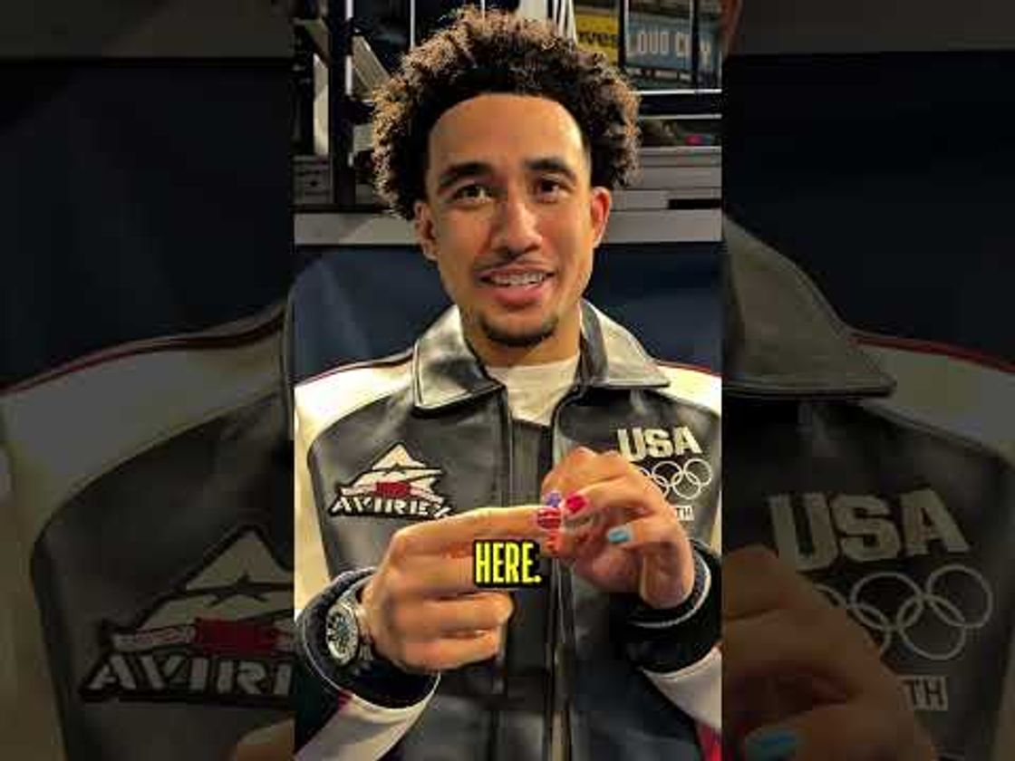 Jared McCain shows off his nails for the Western Conference Finals.