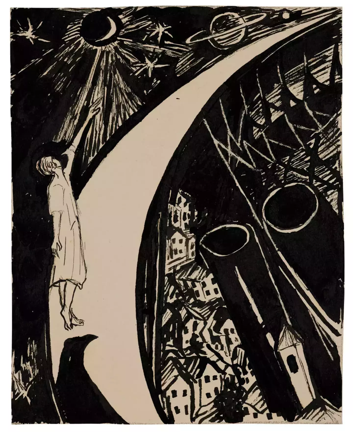 <p><span class="dquo">“</span>Nächtliche Traumszene mit Stadt” (Nighttime Dream Scene with City, <span class="numbers">1928</span>) by Rosy Lilienfeld.<a href="https://sammlung.juedischesmuseum.de/objekt/nachtliche-traumszene-mit-stadt/"> Image </a>courtesy of Jewish Museum of Frankfurt. Photo credit: Hebert Fischer. <br></p>