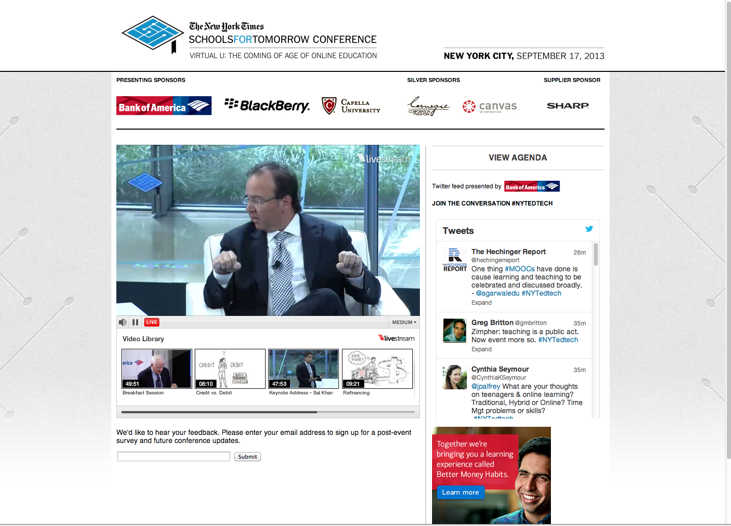 Bank of America Sponsorship of “Schools for Tomorrow” Conference