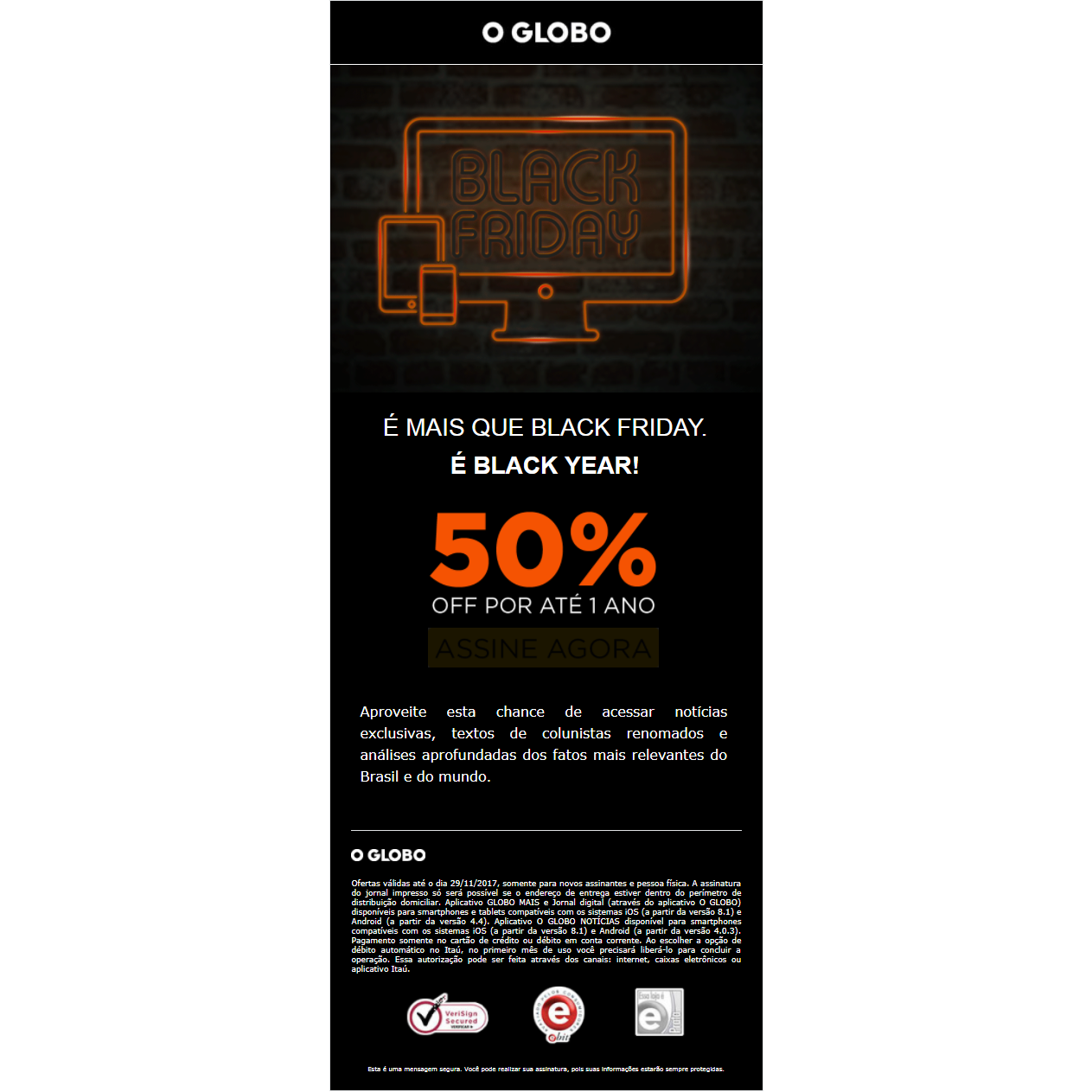 O Globo Black Friday promotion