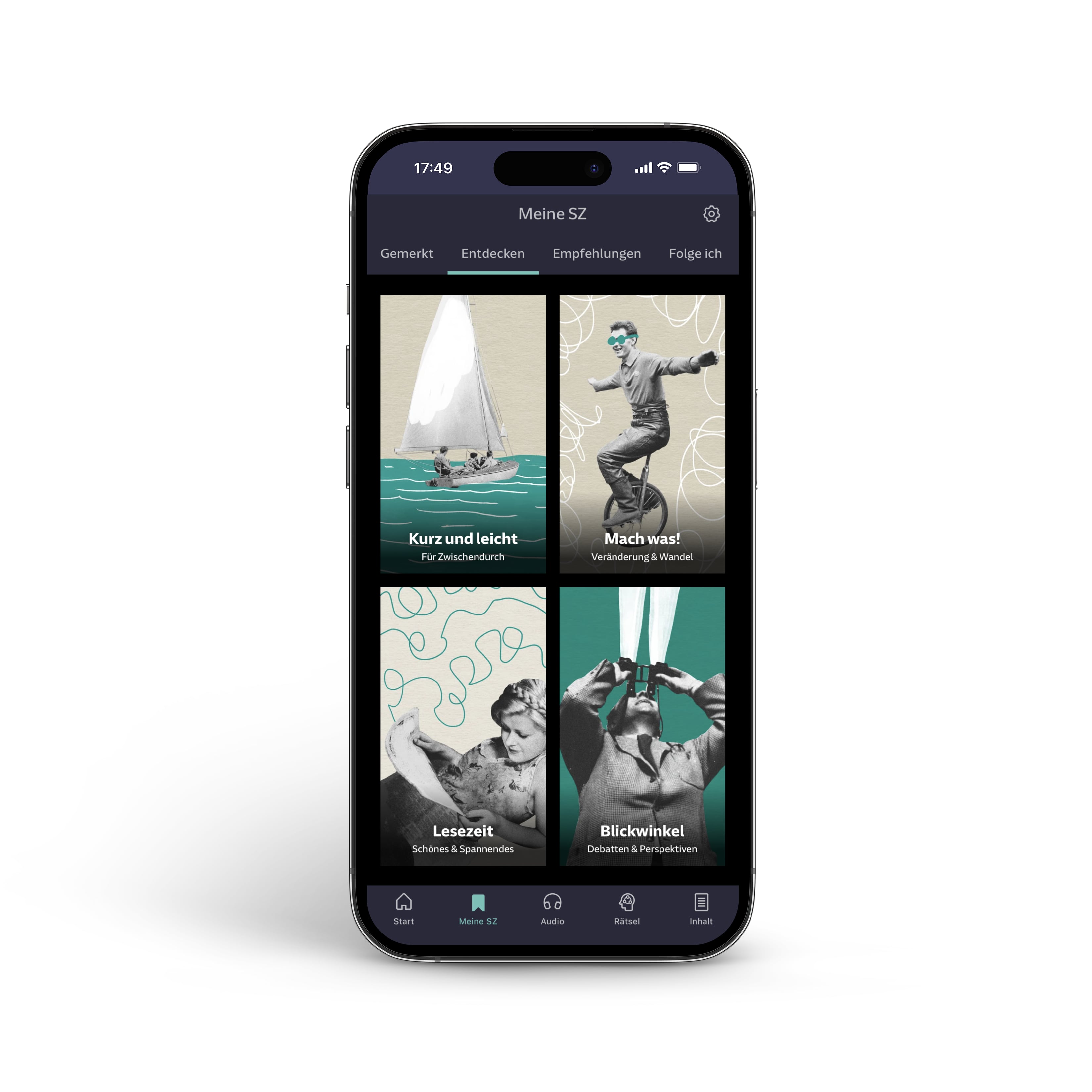 Discover (Entdecken), the finite personalized mood feed