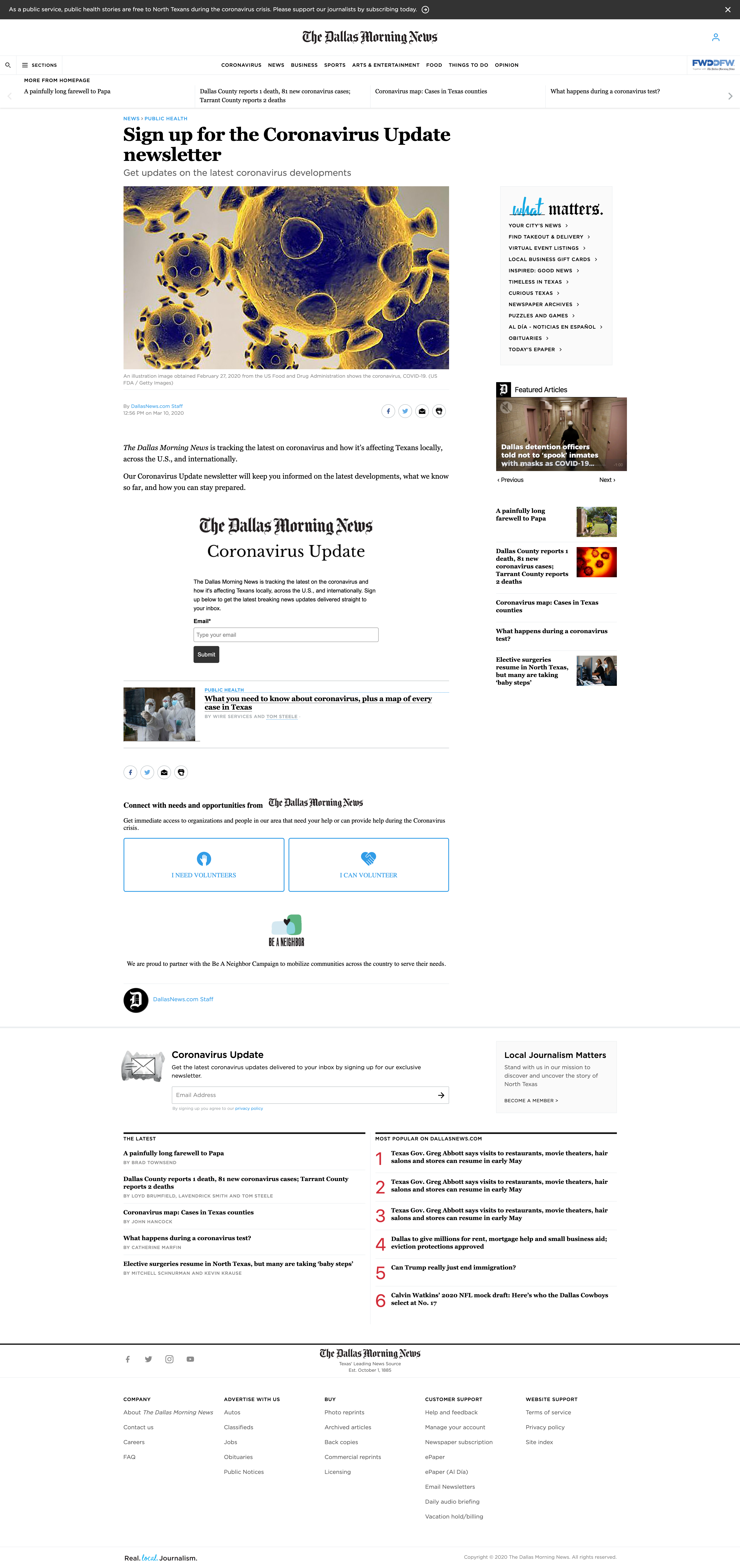 The Coronavirus Update Newsletter