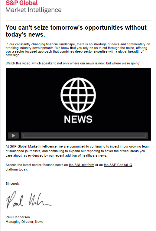 S&P Global Market Intelligence News Video Breaks Records, Builds Brand