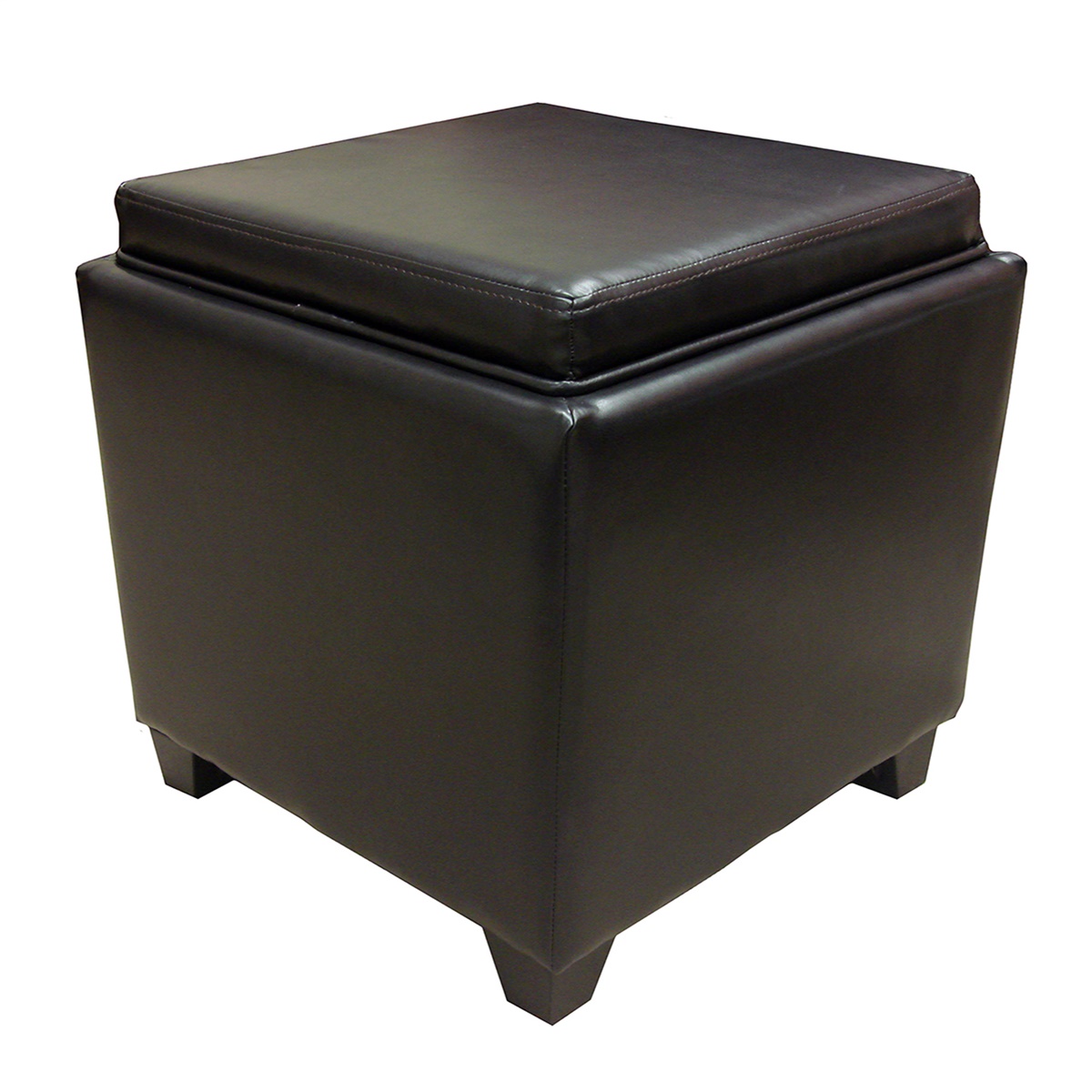 Rainbow Leather Storage Ottoman with Tray