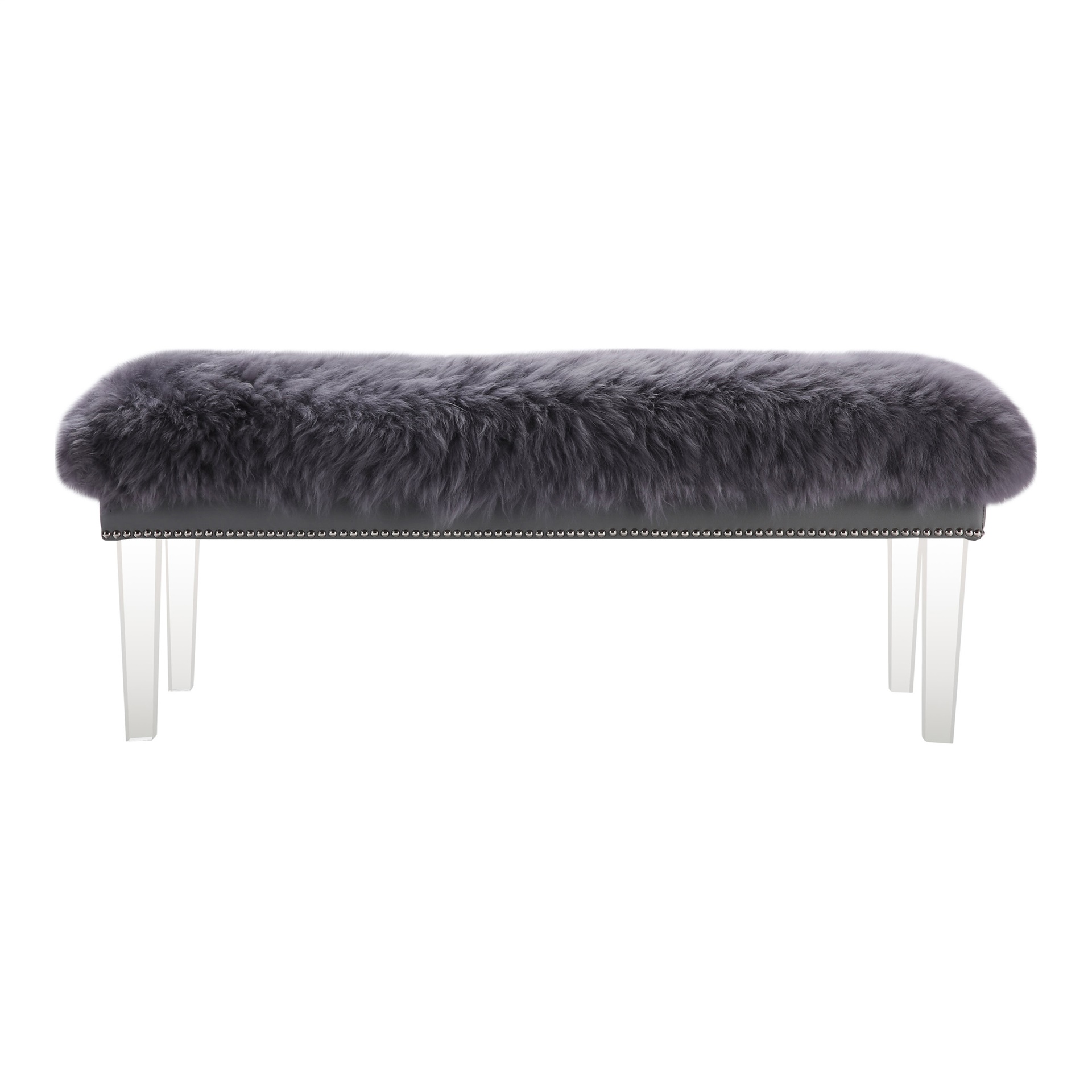 Danielle Sheepskin Lucite Bench