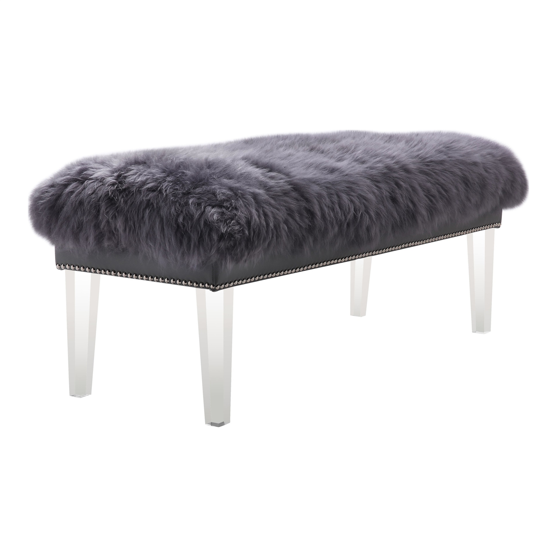 Danielle Sheepskin Lucite Bench