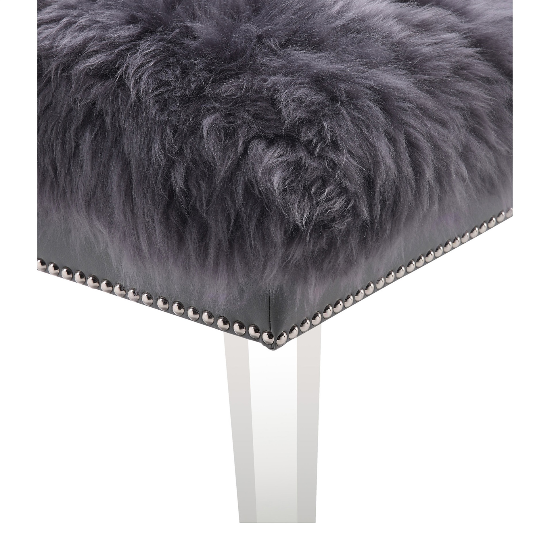 Danielle Sheepskin Lucite Bench
