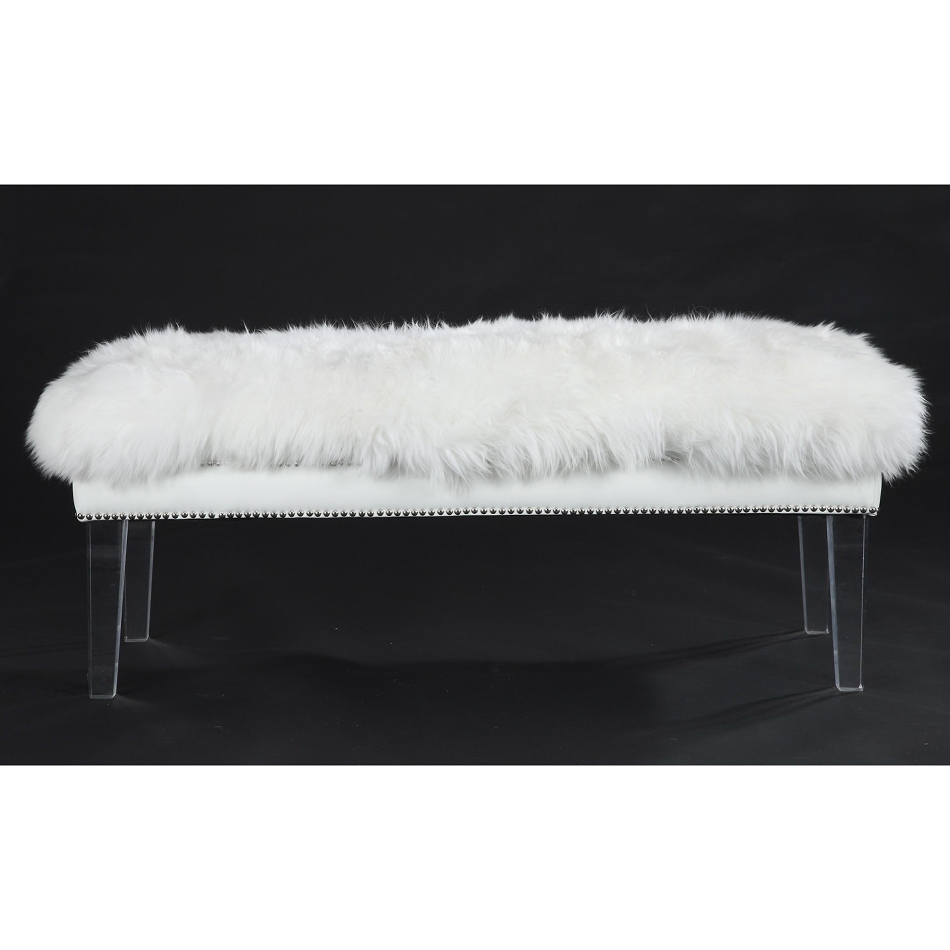 Danielle Sheepskin Lucite Bench