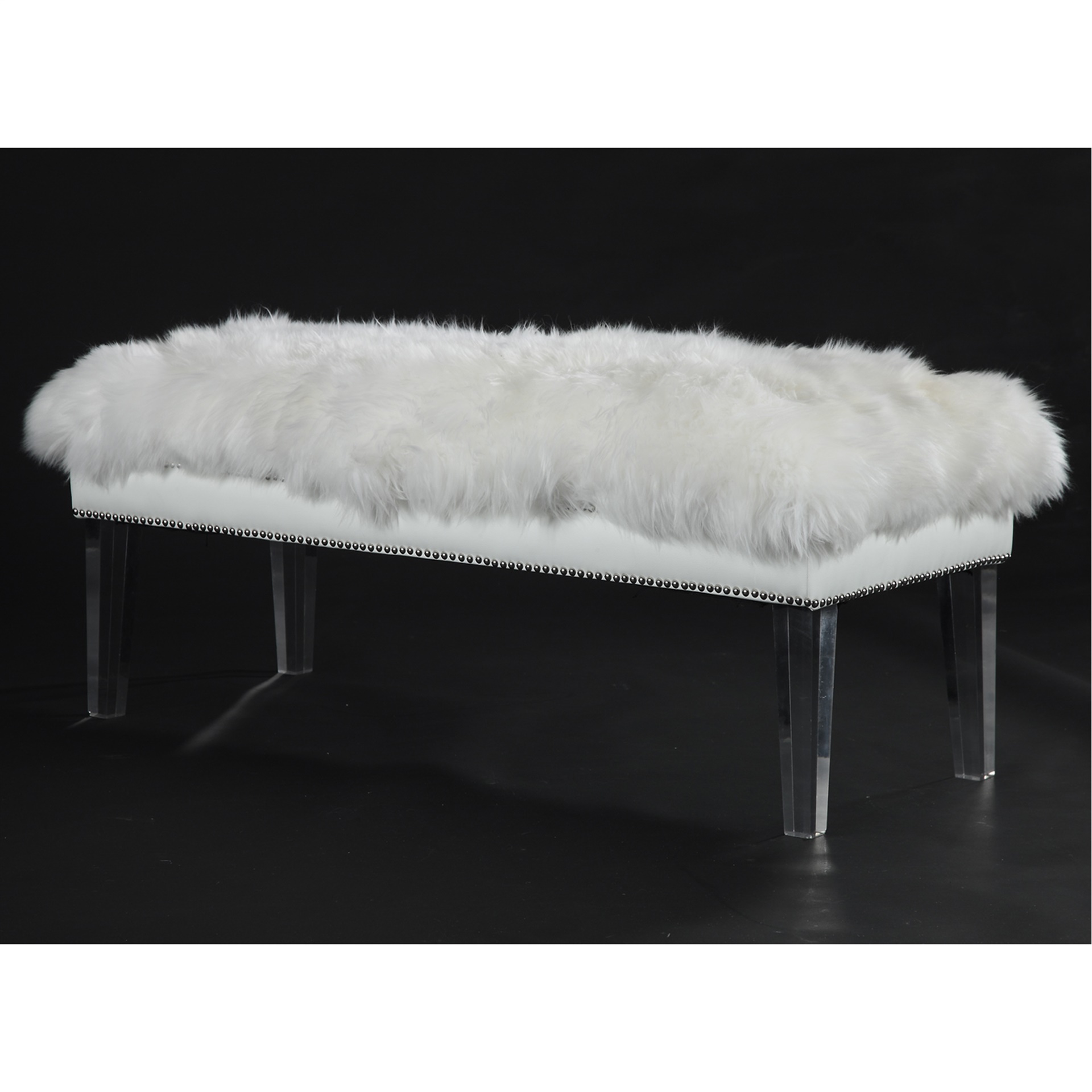 Danielle Sheepskin Lucite Bench