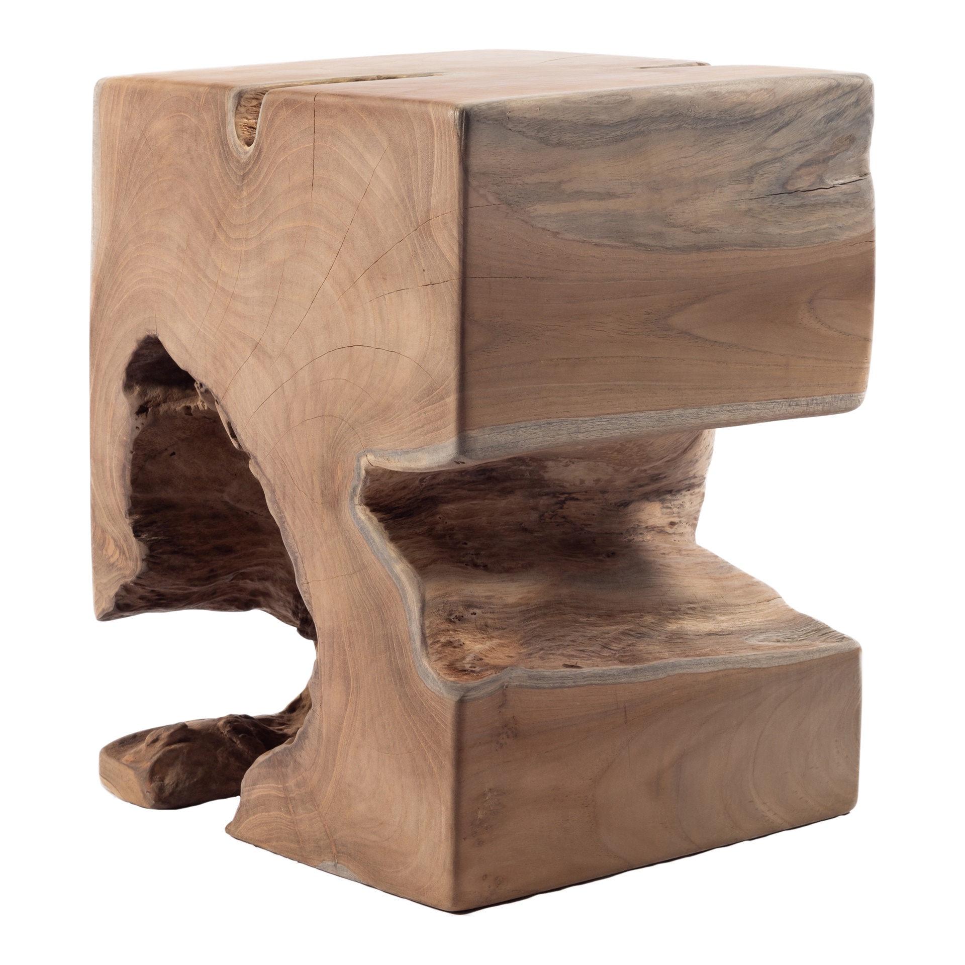 Natural Teak Wood End Table