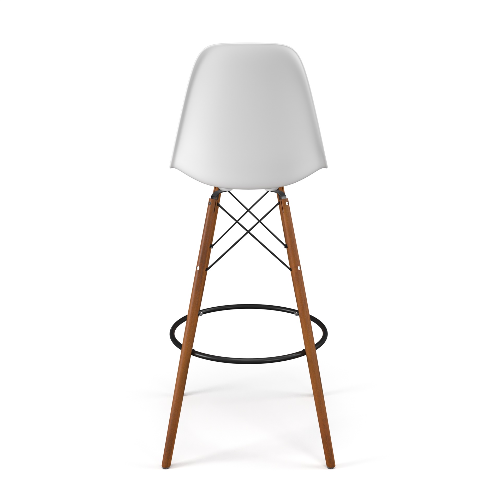 Molded Plastic Bar Stool with Wood Legs (Set of 2)