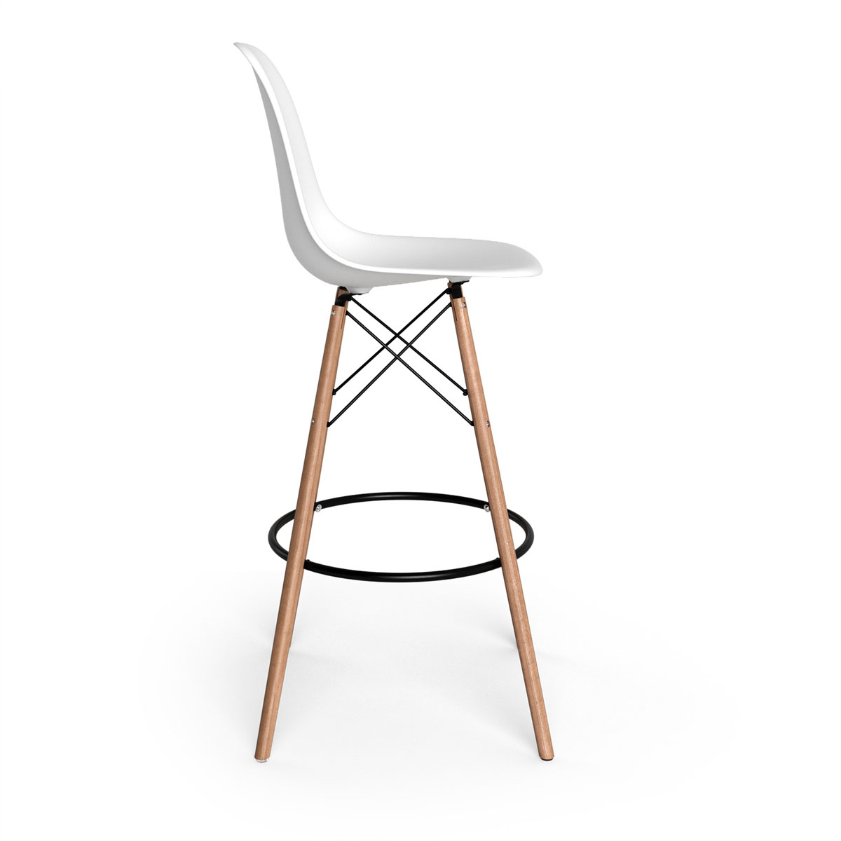 Molded Plastic Bar Stool with Wood Legs (Set of 2)