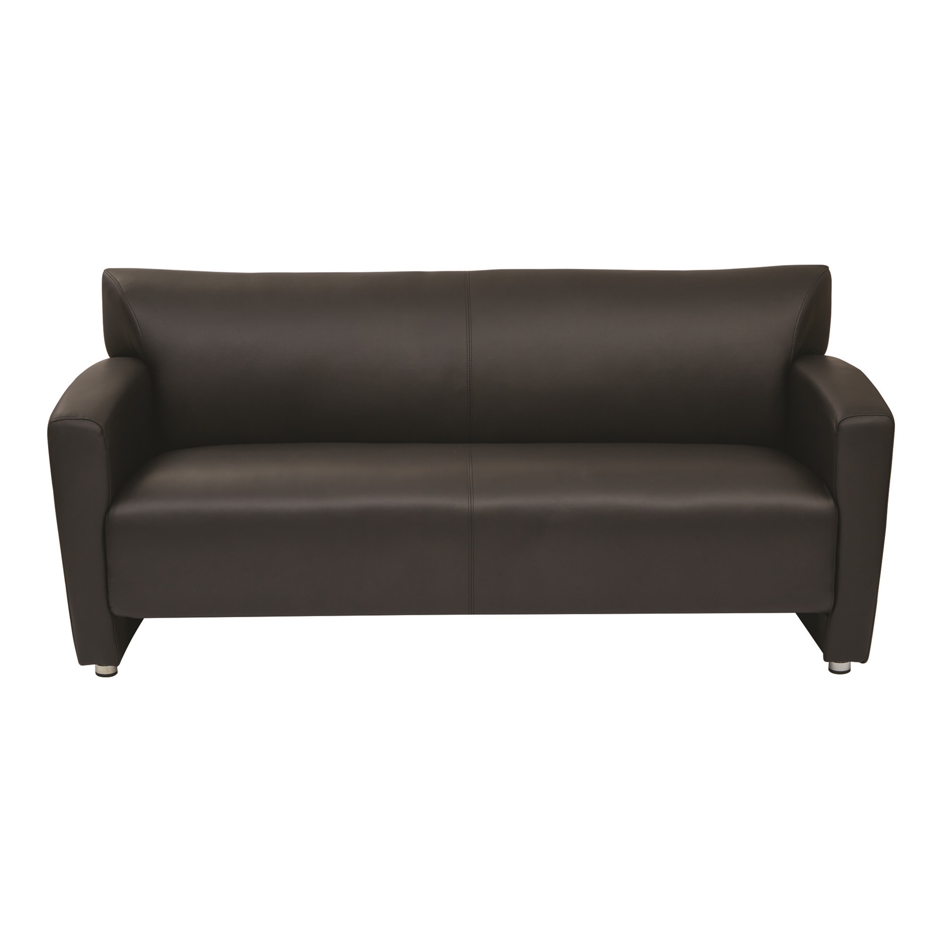 Black Faux Leather Sofa with Silver Finish Legs