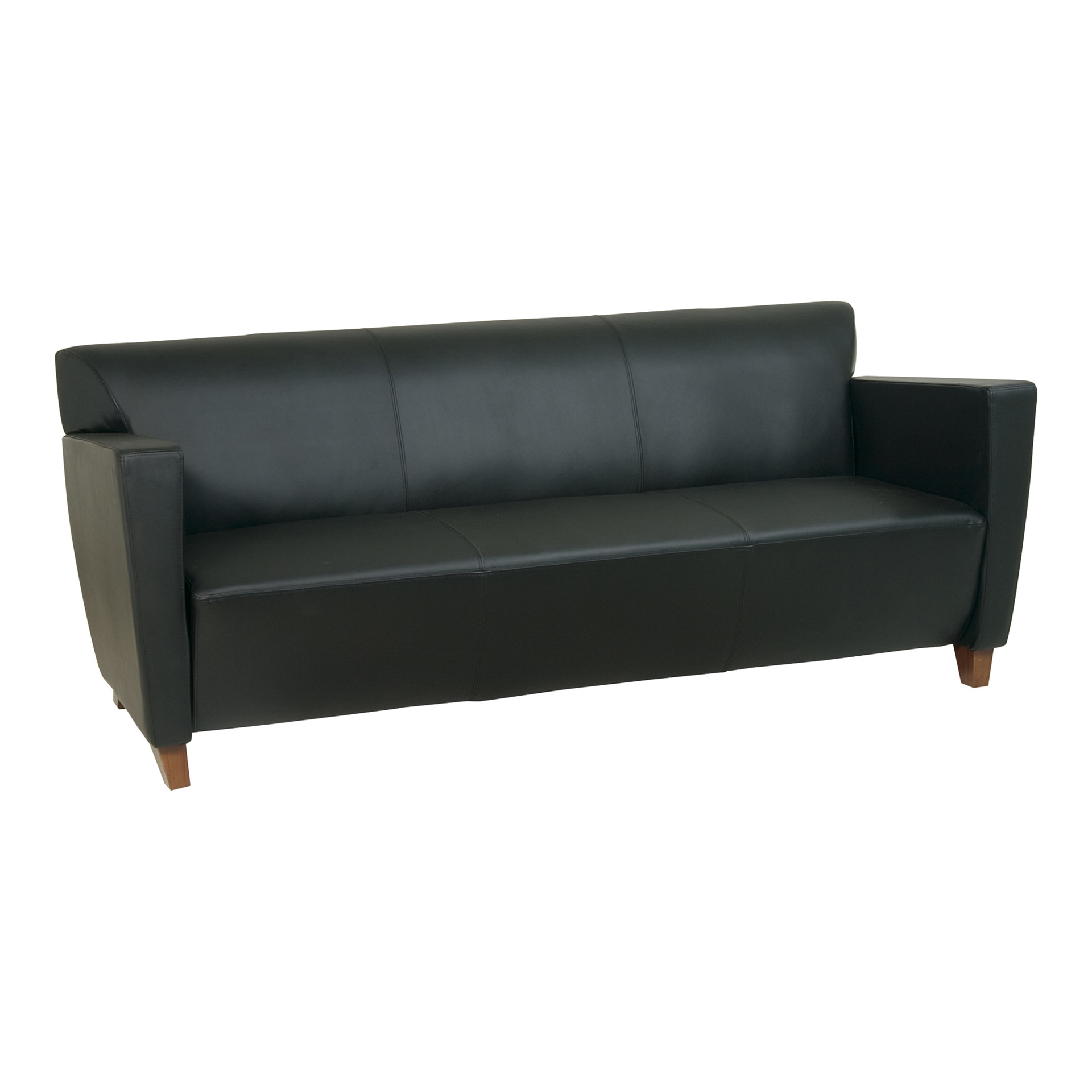 Bonded Leather Sofa with Cherry Finish Legs