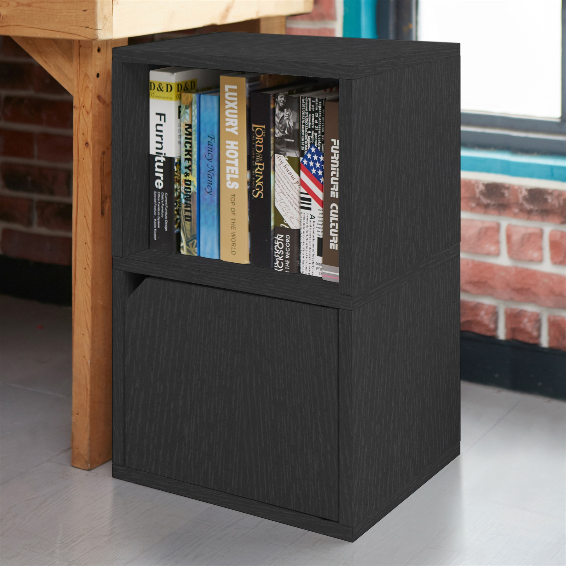 Way Basics Eco Friendly Under Desk Shelf Bookcase with Door