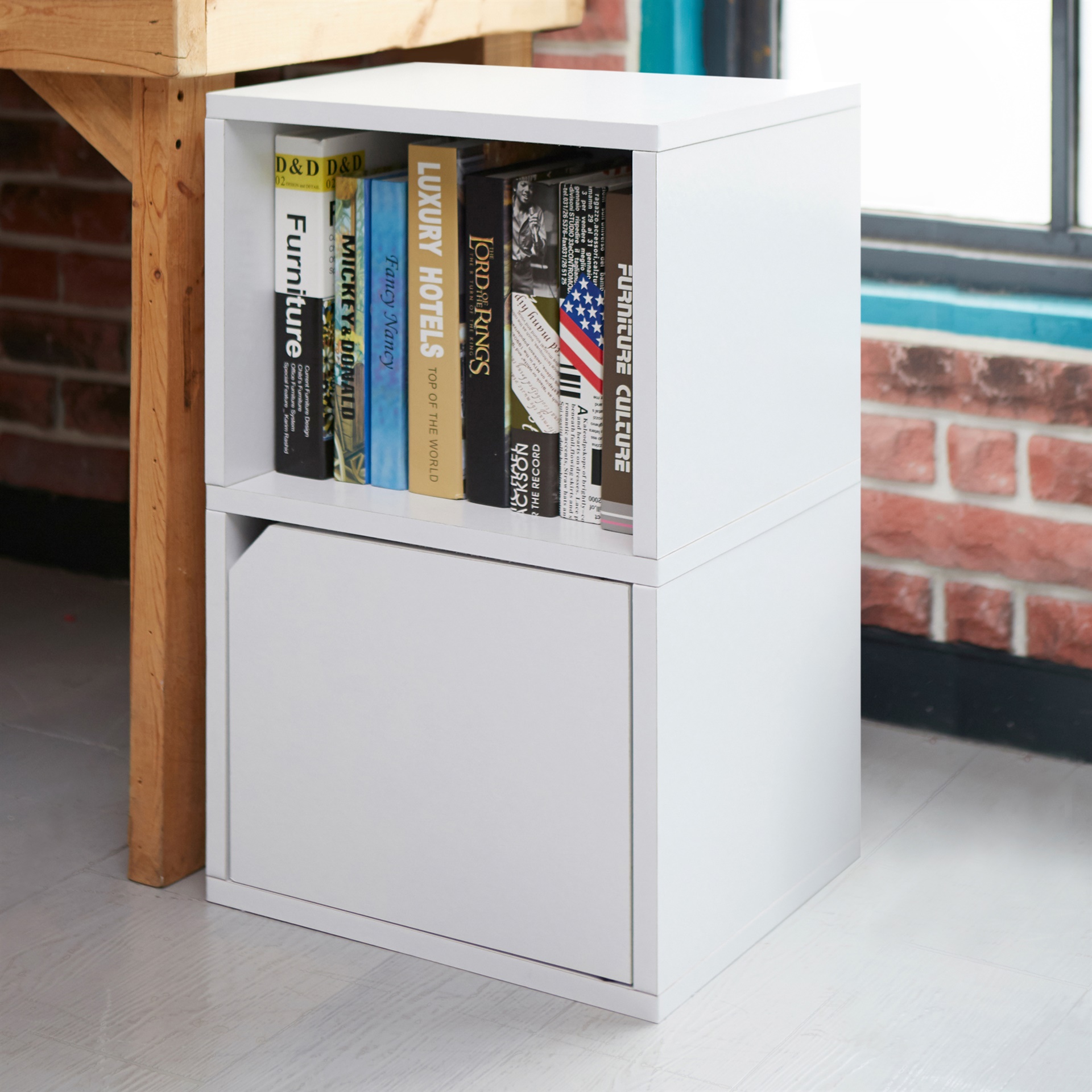 Way Basics Eco Friendly Under Desk Shelf Bookcase with Door