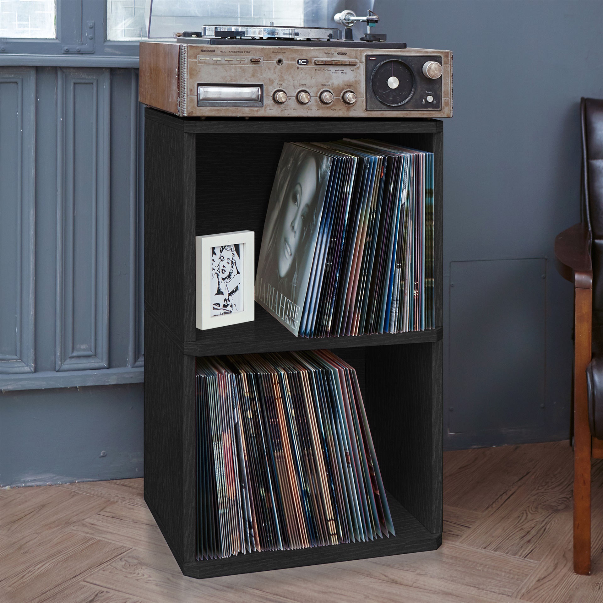 Way Basics Eco Friendly Vinyl Record Cube 2Shelf