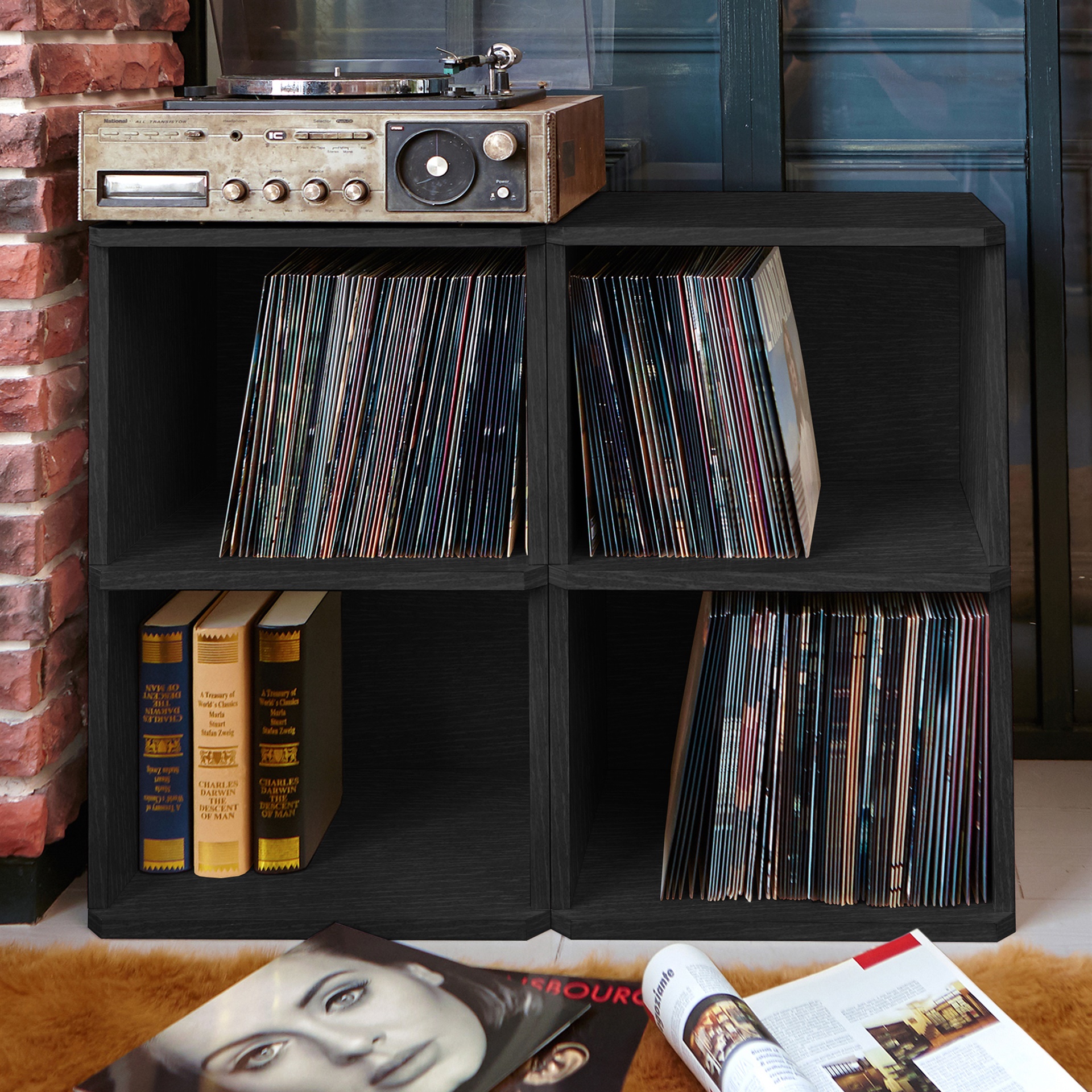 Way Basics Eco Friendly Vinyl Record Cube 2Shelf