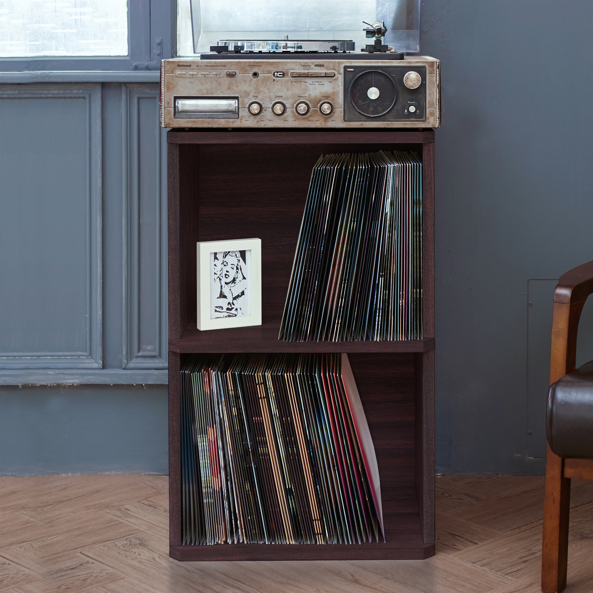 Way Basics Eco Friendly Vinyl Record Cube 2Shelf