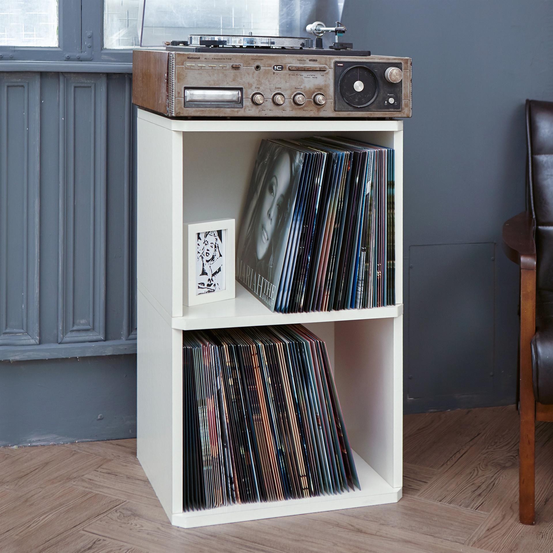 Way Basics Eco Friendly Vinyl Record Cube 2Shelf