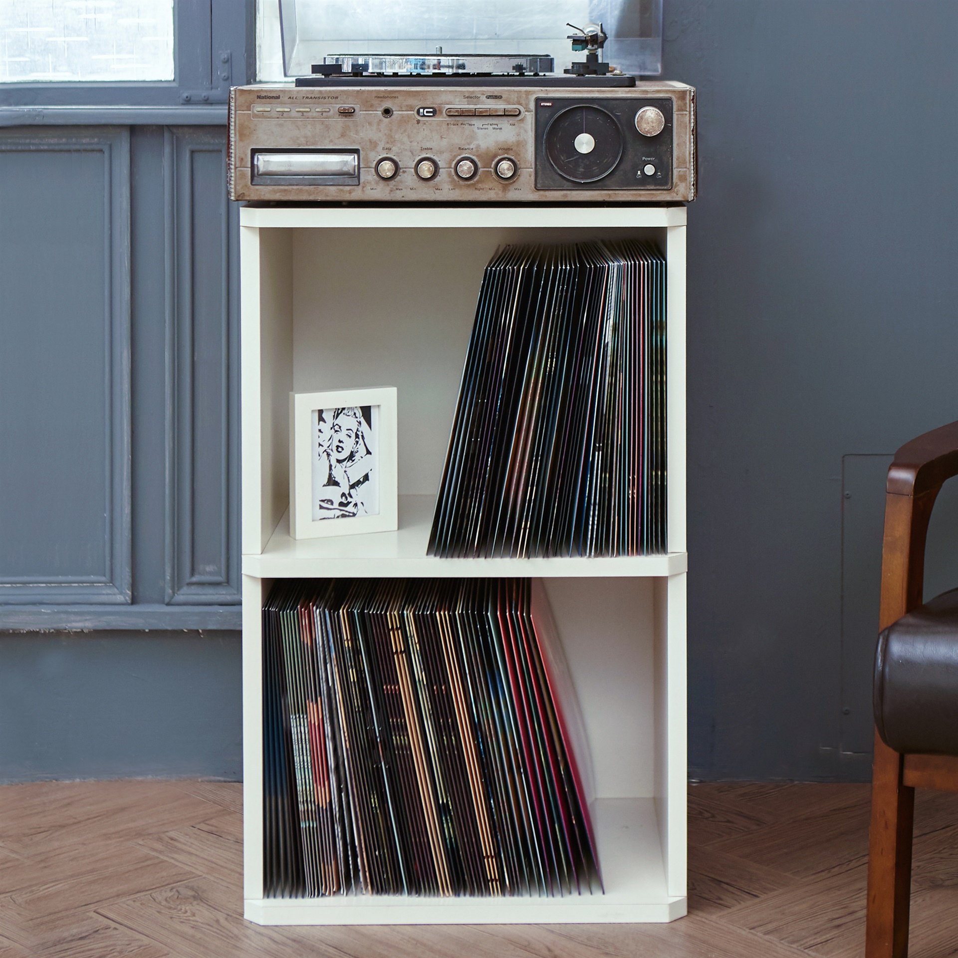Way Basics Eco Friendly Vinyl Record Cube 2Shelf