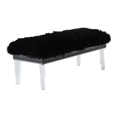 Danielle Sheepskin Lucite Bench
