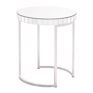Mirrored Circular End Table