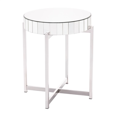 Mirrored X Circular End Table