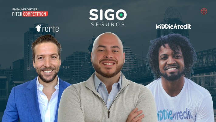 Sigo Seguros, pitched by Co-founder & CEO Nestor Solari (Center) took home first place, followed by Rente (left) who placed second and Kiddie Kredit (right) received third.