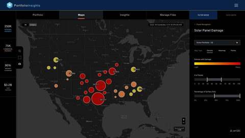 Arturo Portfolio Risk Engine: Solar Panel Damage View (Photo: Business Wire)