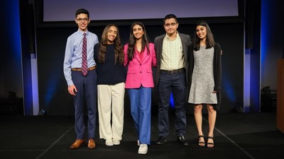 Left to right - Isaac Hertenstein, Rachel Holmes, Sahana Mantha, Faaris Zuberi and Ella Gupta