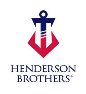 Henderson Brothers Logo Anchor that forms an H Red and blue