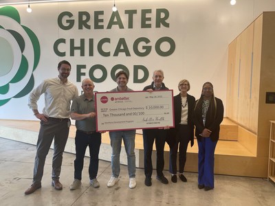 Ambetter Health executives present the “big check” to the Greater Chicago Food Depository on May 18, 2022