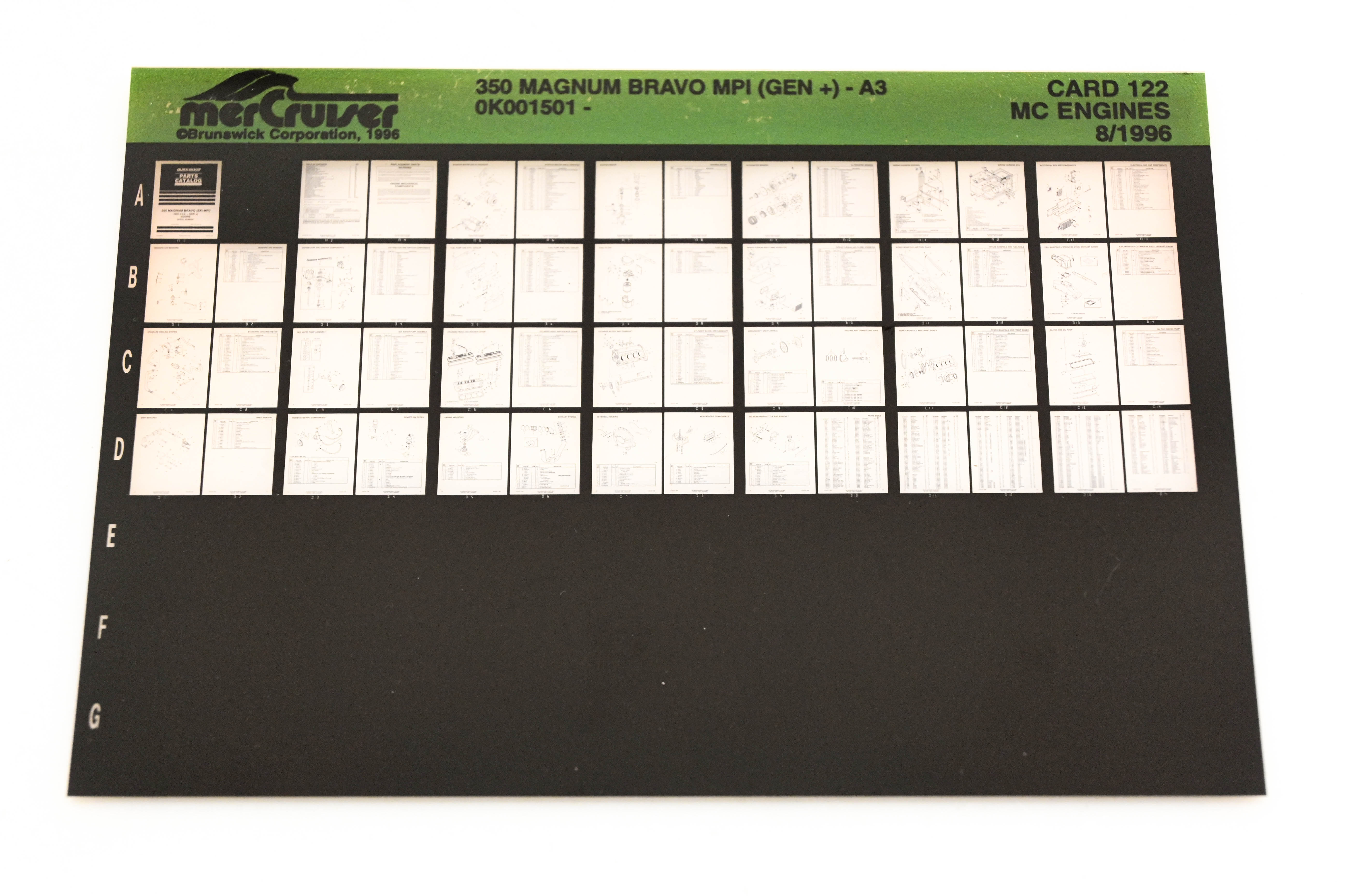 Mercruiser XY019-73 350 Magnum Bravo MPI-A3 0K001501 Card 122