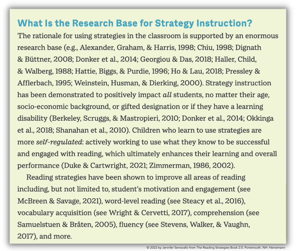 What is Research Base for Strategy Instruction Blog Element Graphic Serravallo RSB 2.0 copyright