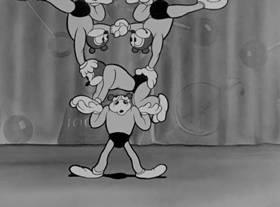 Screenshots from the 1932 Fleischer Studio cartoon Stopping the Show