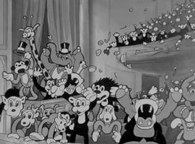 Screenshots from the 1932 Fleischer Studio cartoon Stopping the Show