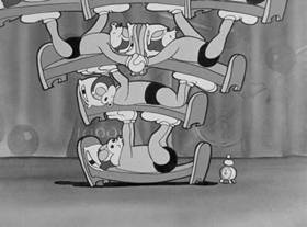 Screenshots from the 1932 Fleischer Studio cartoon Stopping the Show