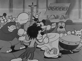 Screenshots from the 1932 Fleischer Studio cartoon Stopping the Show