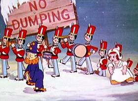 Screenshots from the 1935 Disney cartoon Broken Toys