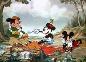 Screenshots from the 1936 Disney cartoon Mickey