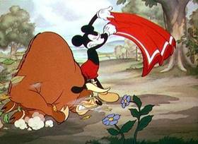Screenshots from the 1936 Disney cartoon Mickey