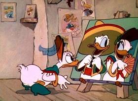 Screenshots from the 1937 Disney cartoon Don Donald