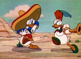 Screenshots from the 1937 Disney cartoon Don Donald