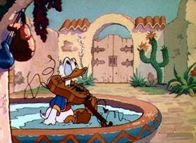 Screenshots from the 1937 Disney cartoon Don Donald
