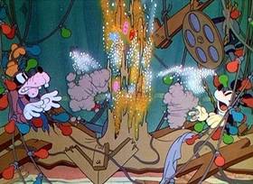 Screenshots from the 1937 Disney cartoon Magician Mickey