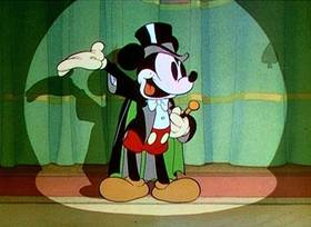 Screenshots from the 1937 Disney cartoon Magician Mickey